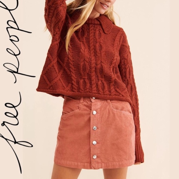 Free People Corduroy Mini Skirt Button Down - Picture 2 of 8
